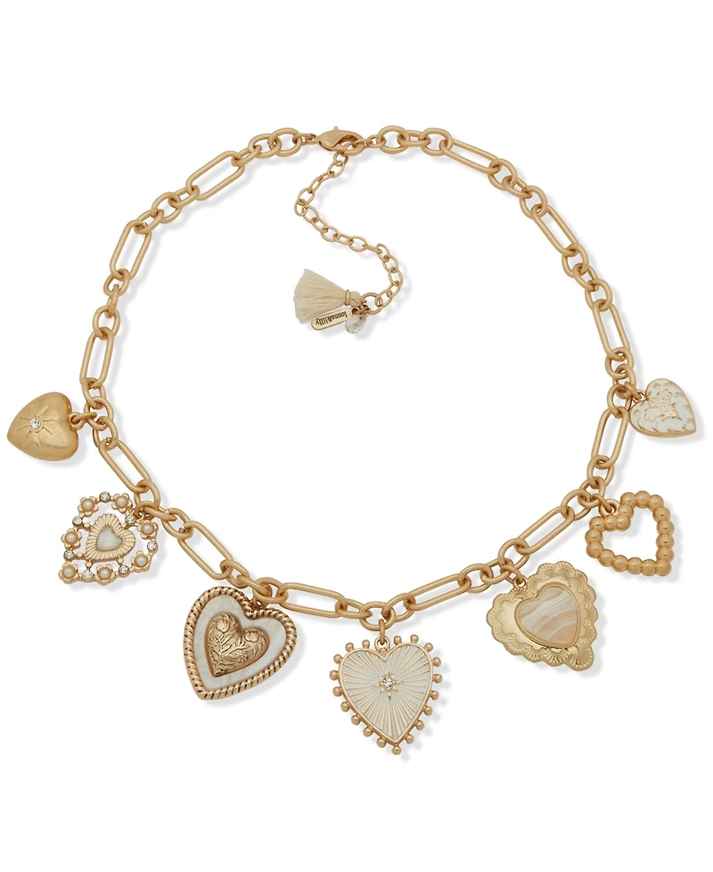 lonna & lilly Gold-Tone Heart Charm Frontal Necklace