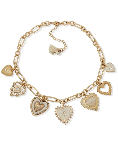 lonna & lilly Gold-Tone Heart Charm Frontal Necklace