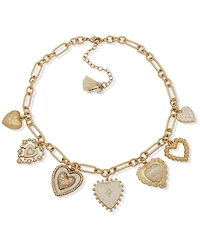 lonna & lilly Gold-Tone Heart Charm Frontal Necklace