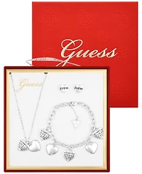 Guess 3-Pc. Cubic Zirconia Gold-Tone Necklace, Stud Earrings, and Bracelet Set