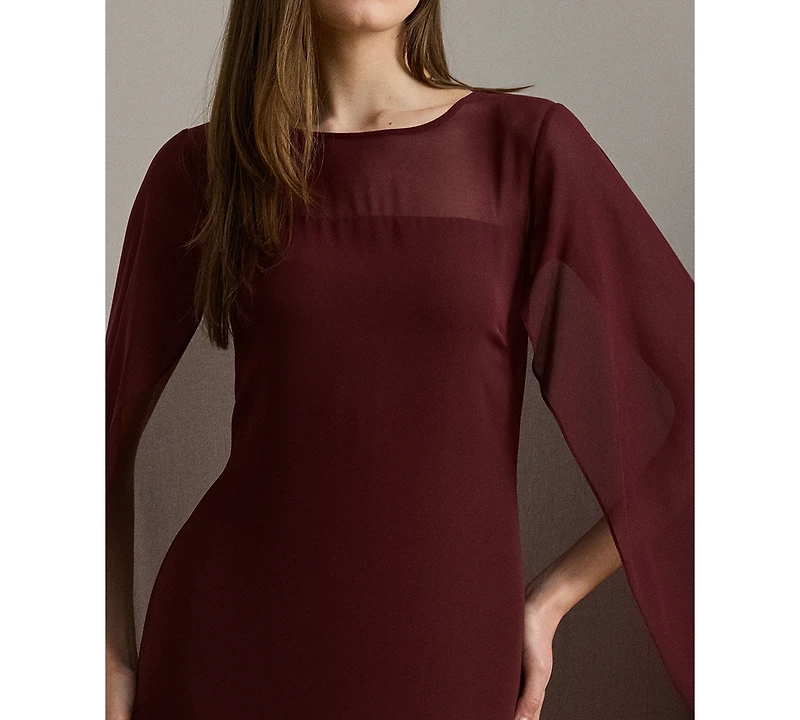 Lauren Ralph Women's Crew Neck Cape Gown