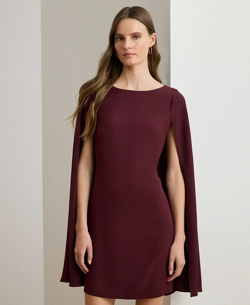 Lauren Ralph Women's Caped Crew Neck Cocktail Dress