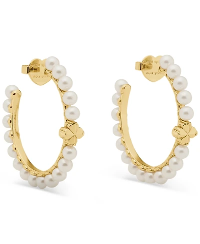 kate spade new york Imitation Pearl and Cubic Zirconia Hoop Earrings