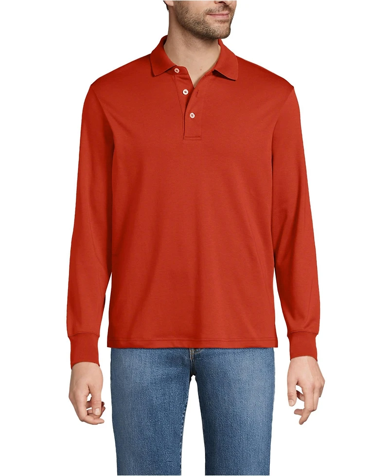 Lands' End Big & Tall Long Sleeve Cotton Supima Polo Shirt