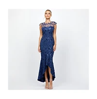 Bariano Women's Phoebe Cap Sleeve Hi Lo Dress