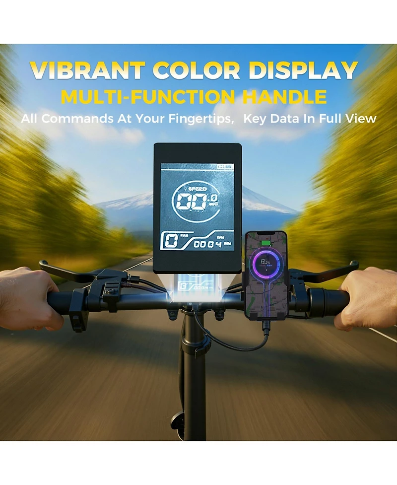 Mikolo Folding Electric Bike for Adults, 55 Miles & 25MPH, 500W Peak Motor, 48V 10Ah Removable Battery, Fat Tire EBike with Smart Lcd Display