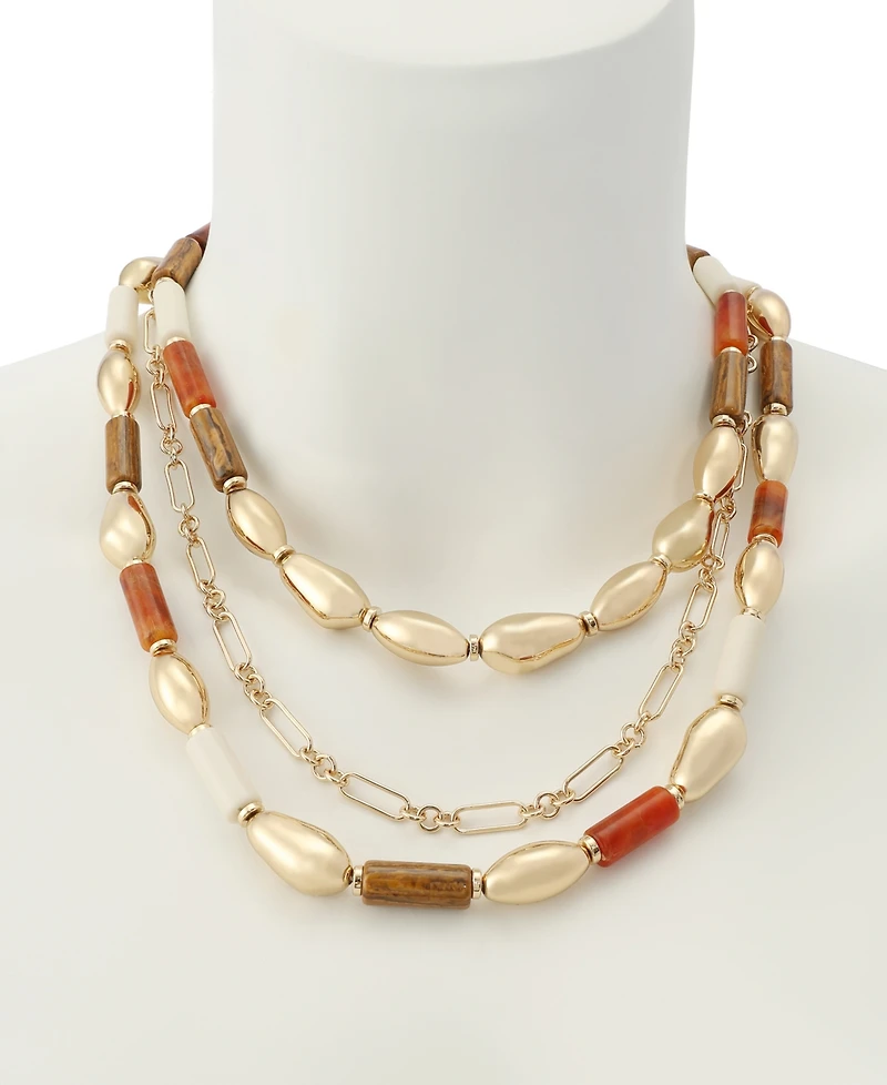 Robert Lee Morris Soho Mixed Stone Molten Beaded Layered Necklace