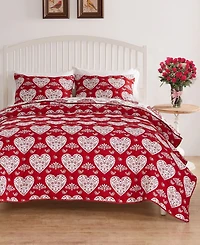 Greenland Home Fashions Lovebirds Woven Matelasse 2-Pc. Coverlet Set, Twin