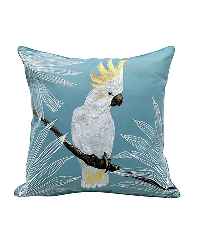 Cockatoo with leaves Indoor/Outdoor Accent Throw Pillow Decor