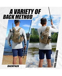 Fishing Backpack with Rod Holder, Lightweight Sling Bag Storge Gear and Equipment
