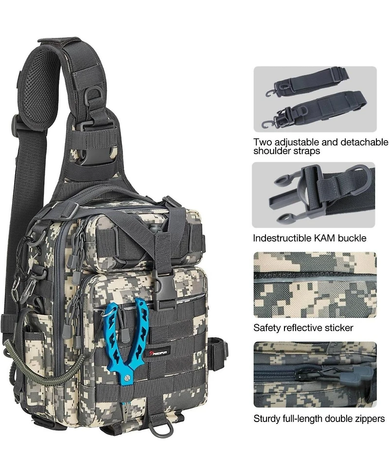 Fishing Backpack with Rod Holder, Lightweight Sling Bag Storge Gear and Equipment