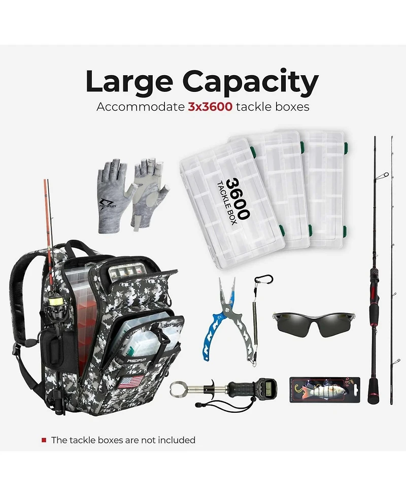 Fishing Tackle Backpack with Rod & Gear Holder