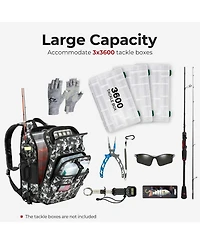 Fishing Tackle Backpack with Rod & Gear Holder