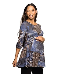 24seven Comfort Apparel Women's Maternity Three Quarter Sleeve Tunic Top