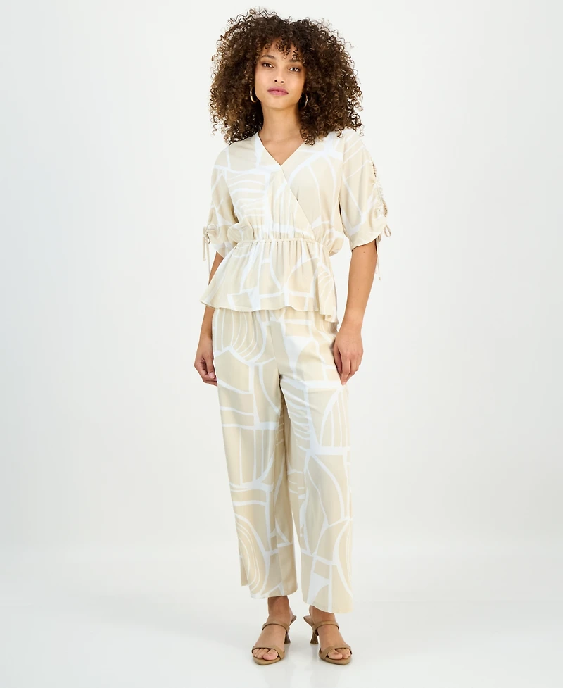 I.n.c. International Concepts Petite Printed Surplice Peplum Top, Macy's Exclusive