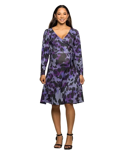 24seven Comfort Apparel Women's Maternity Long Sleeve Wrap Dress
