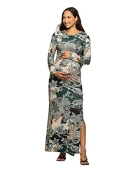 24seven Comfort Apparel Women's Maternity Long Sleeve Maxi Dress