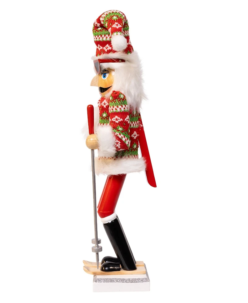 Kurt Adler 15-Inch Ski Santa with Christmas Sweater Nutcracker