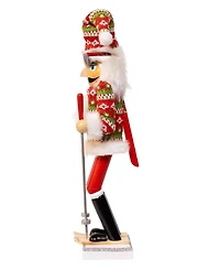 Kurt Adler 15-Inch Ski Santa with Christmas Sweater Nutcracker