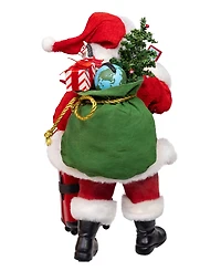 Kurt Adler 10.5-Inch Fabriche Santa with Luggage, 2-Piece Set