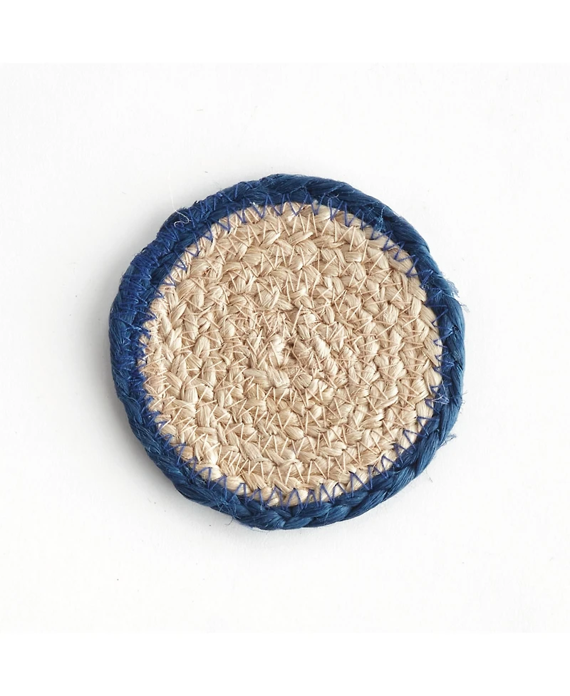 Napa Home & Garden Jute Coasters, Set of 4 - Natural/Navy - Durable & Stylish