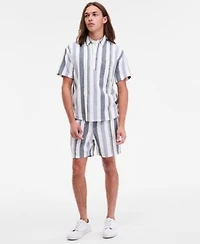 Sun Stone Mens Eilish Regular Fit 6 Striped Shorts Striped Short Sleeve Button Up Shirt Macys Exclusive