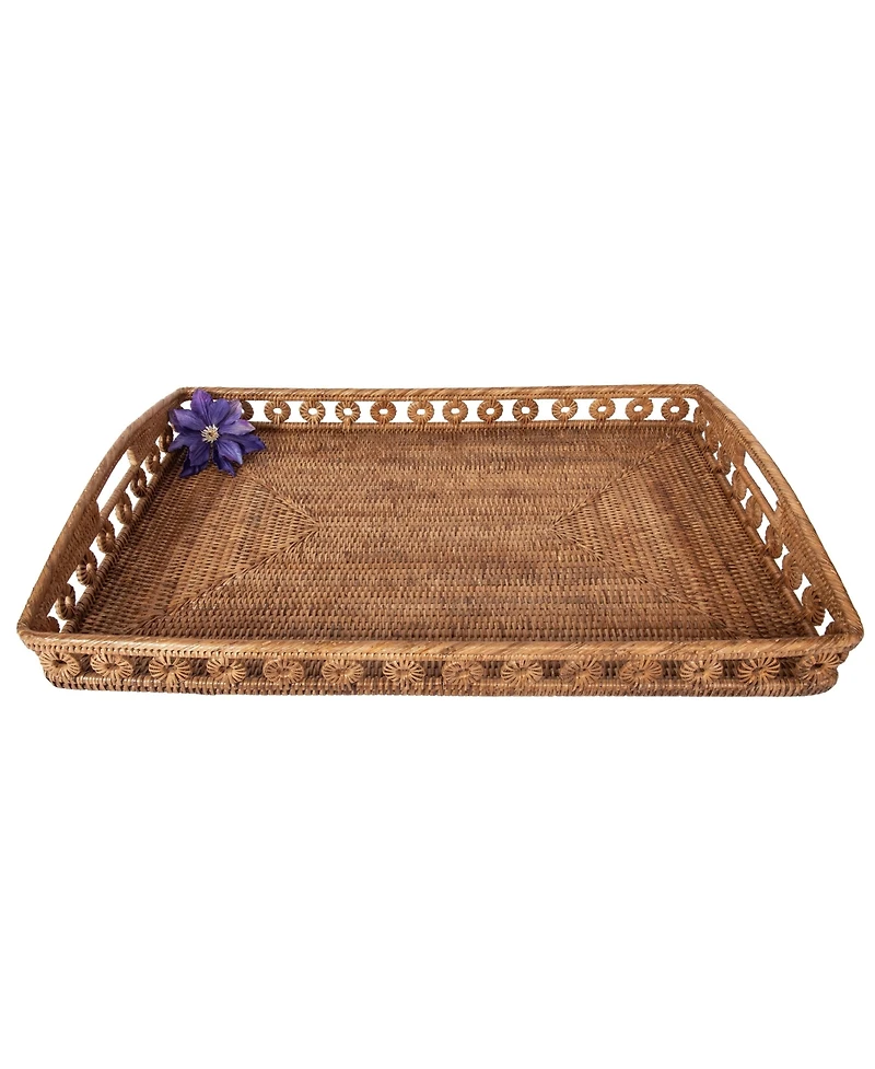 Artifacts Rattan Inna Design Rectangle Tray with High Handles