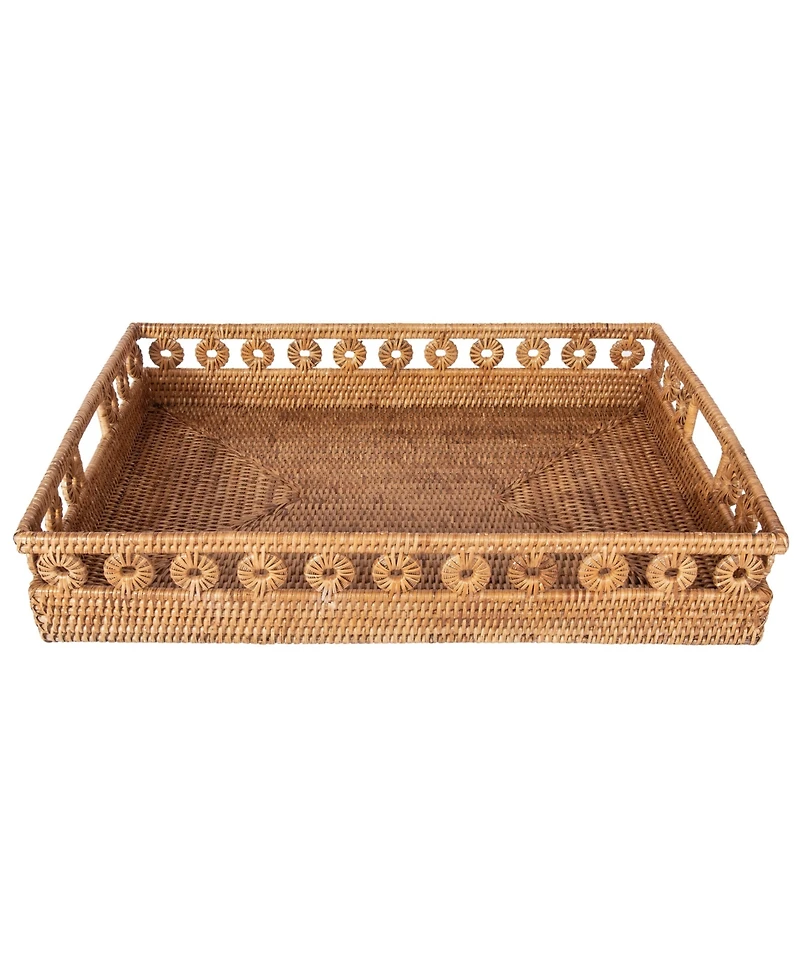 Artifacts Rattan Inna Design Rectangular Tray with Cutout Handles