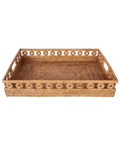 Artifacts Rattan Inna Design Rectangular Tray with Cutout Handles