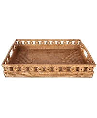 Artifacts Rattan Inna Design Rectangular Tray with Cutout Handles