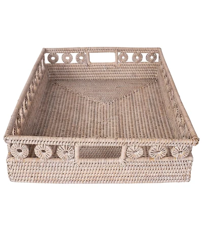 Artifacts Rattan Inna Design Rectangular Tray with Cutout Handles