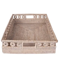 Artifacts Rattan Inna Design Rectangular Tray with Cutout Handles