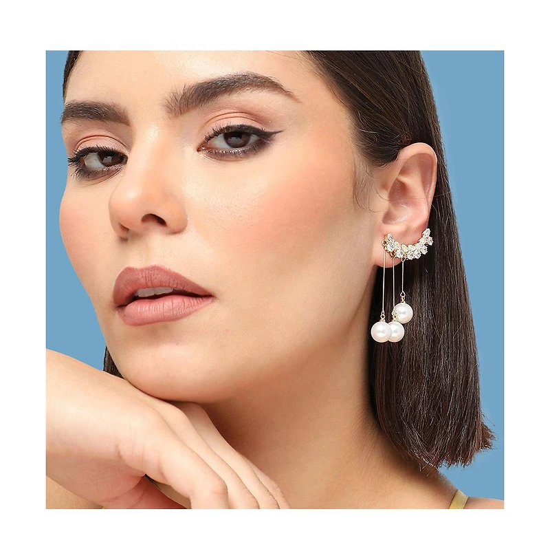 Sohi Women's White Drop Earrings