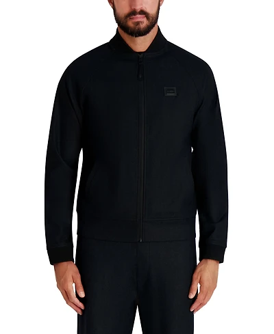 Karl Lagerfeld Paris Men's Logo Patch Track Bomber Jacket