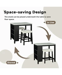 Boyel Living 3-Piece Bar Table and Chairs Set Lvory Tall Dining Table with Usb and Upholstered Bar Stool for Living Room Kitchen