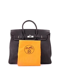 Pre-Owned Hermes Hac 32 Handbag Brown Fjord with Palladium Hardware