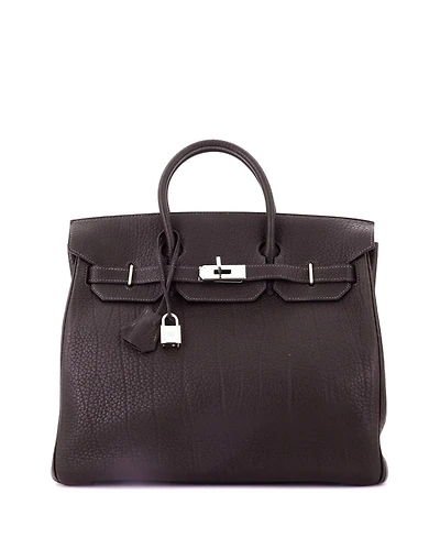 Pre-Owned Hermes Hac 32 Handbag Brown Fjord with Palladium Hardware