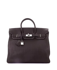Pre-Owned Hermes Hac 32 Handbag Brown Fjord with Palladium Hardware