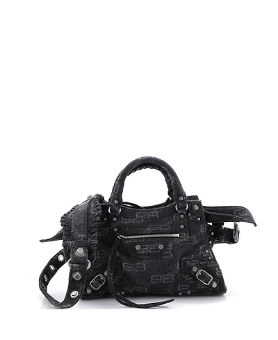 Pre-Owned Balenciaga Xs Neo Cagole City Bag Bb Denim