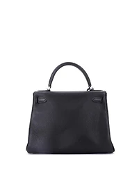 Pre-Owned Hermes Kelly 28 Handbag Black Togo with Palladium Hardware