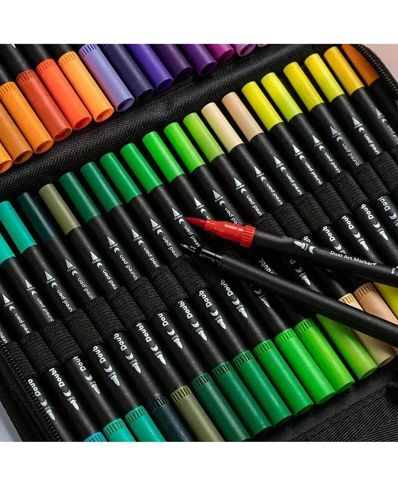 Htutwoo 36 Colors Dual Brush Marker Pens, Marker Set, Artist Fine and Brush Tip Markers For Kids Adult coloring books, Drawing Art Supplies Kit