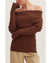 Crescent Women's Women's Ana Foldover Off Shoulder Knit Top