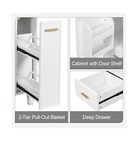 Chic Crate-24" Modern Bathroom Vanity Sink & Deep Drawer | 2-Tier Pull-Out Basket Solid Wood Frame White