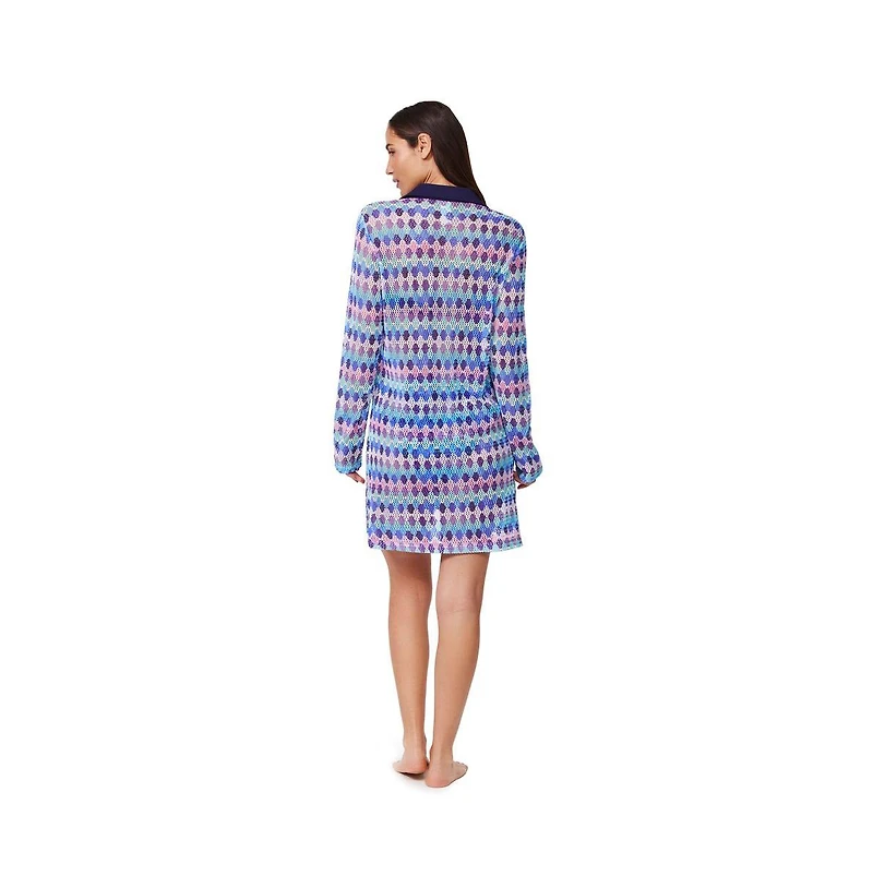 Profile by Gottex Women's Retro Riviera Netted Crochet Buttoned Tunic Cover-Up