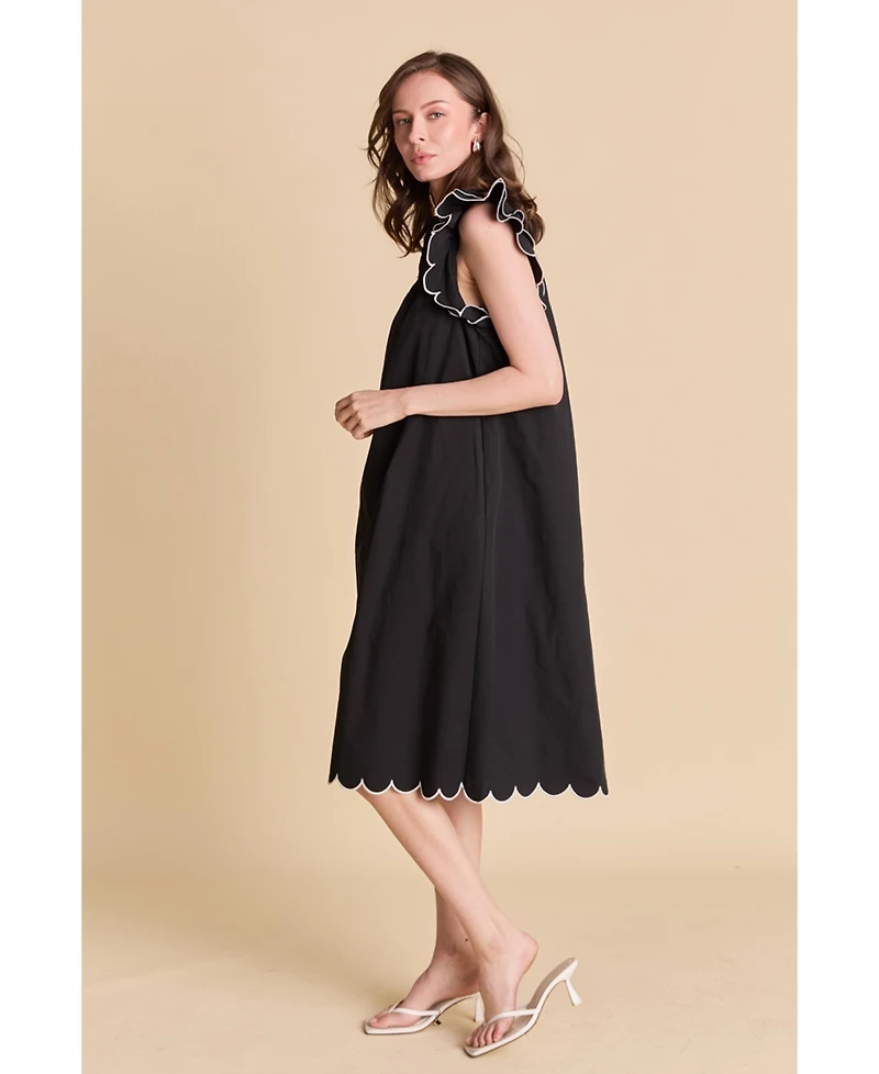 English Factory Women's Scallop Midi Dress