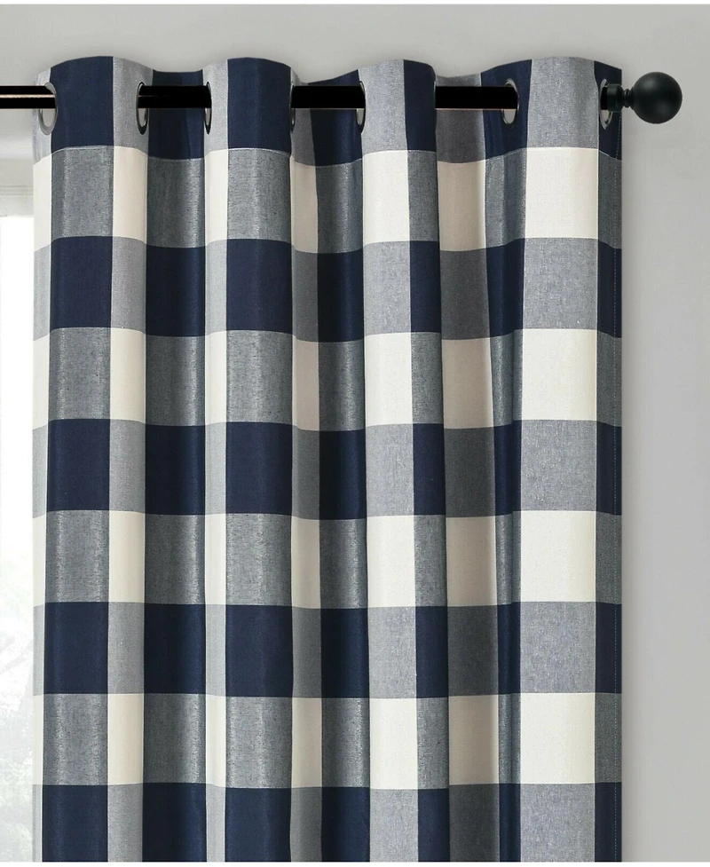 Kate Aurora Country Farmhouse Living Classic Buffalo Plaid Checkered Single Grommet Top Window Curtain Panel - 54 in. W x 84 L, Burgundy