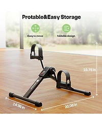 DeerRun Under Desk Bike Portable peddler with adjustable resistance for arm/leg workouts. Features an Lcd monitor, calorie tracker, and folding desig