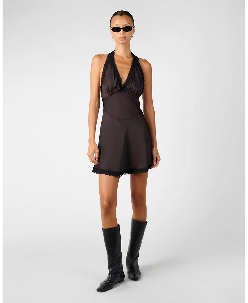 WeWoreWhat Women's Halter Lace Mini Dress