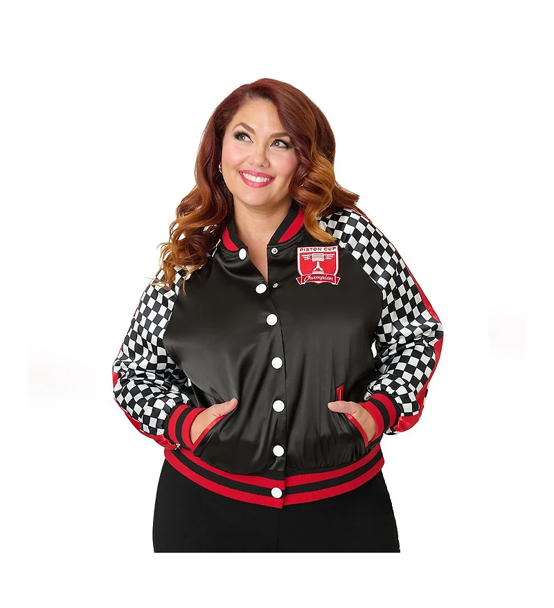 Unique Vintage Plus Size Satin Bomber Jacket