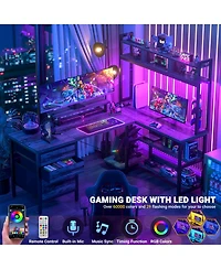 Aheaplus 59'' W L-Shaped Computer Desk with Tall Hutch,Corner